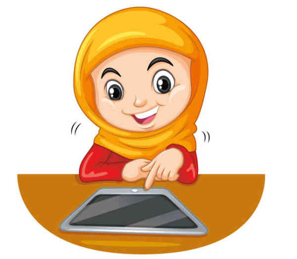 وکتور دانش آموز با حجاب طرح کلاس آنلاین