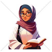 وکتور کارتونی دانش آموز دختر باحجاب