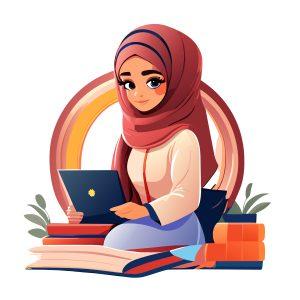 المان کارتونی دانش آموز دختر باحجاب