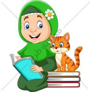 المان کتابخوانی دانش آموز باحجاب