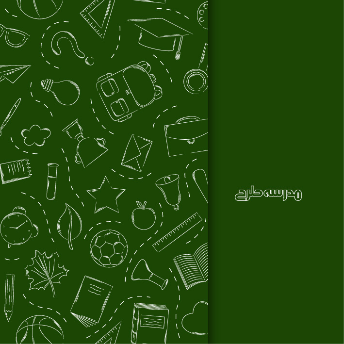 وکتور بنر آموزشی مدرسه طرح تخته سیاه