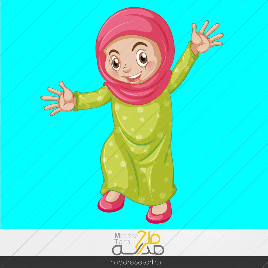 وکتور کاراکتر کارتونی دختر شاد