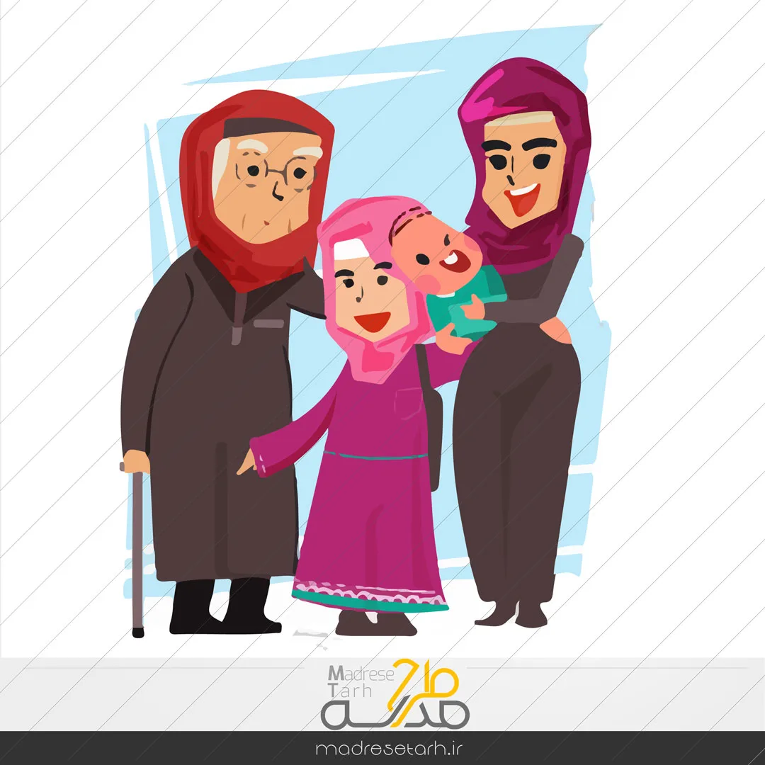 وکتور لایه باز خانواده و حجاب