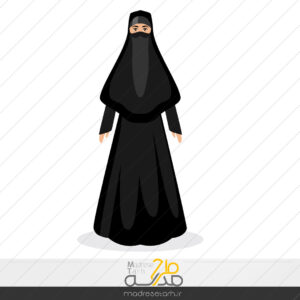 وکتور زن محجبه با روبنده و چادر مشکی