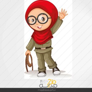 وکتور کاراکتر کارتونی دانش آموز محجبه