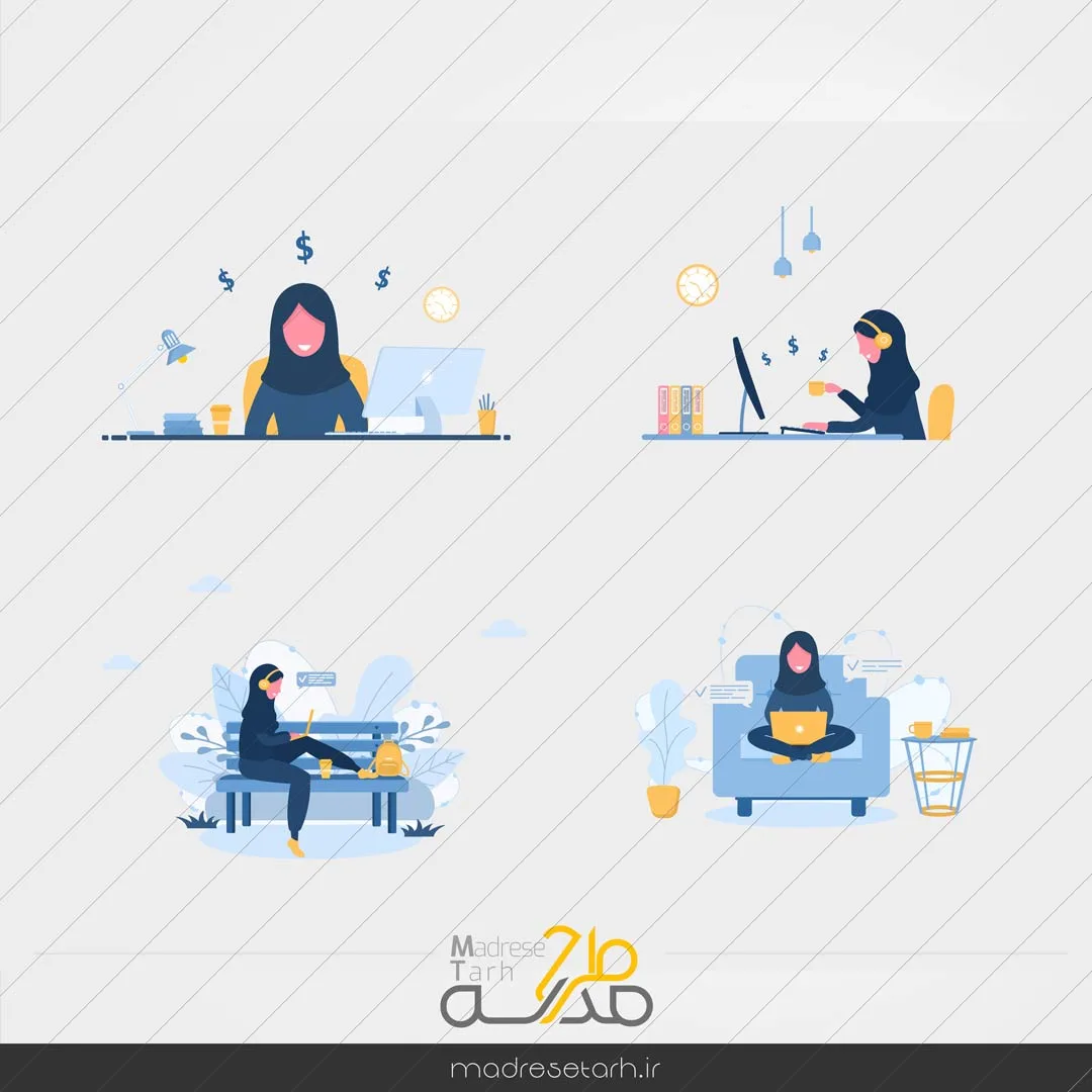وکتور کاراکتر زن باحجاب