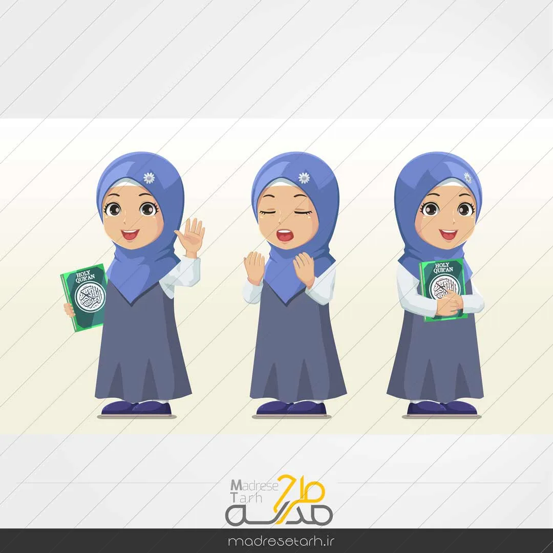 کاراکترکارتونی دانش آموز باحجاب