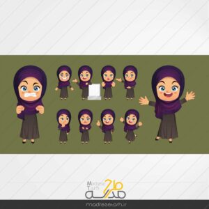 وکتور کارتونی دانش آموز باحجاب