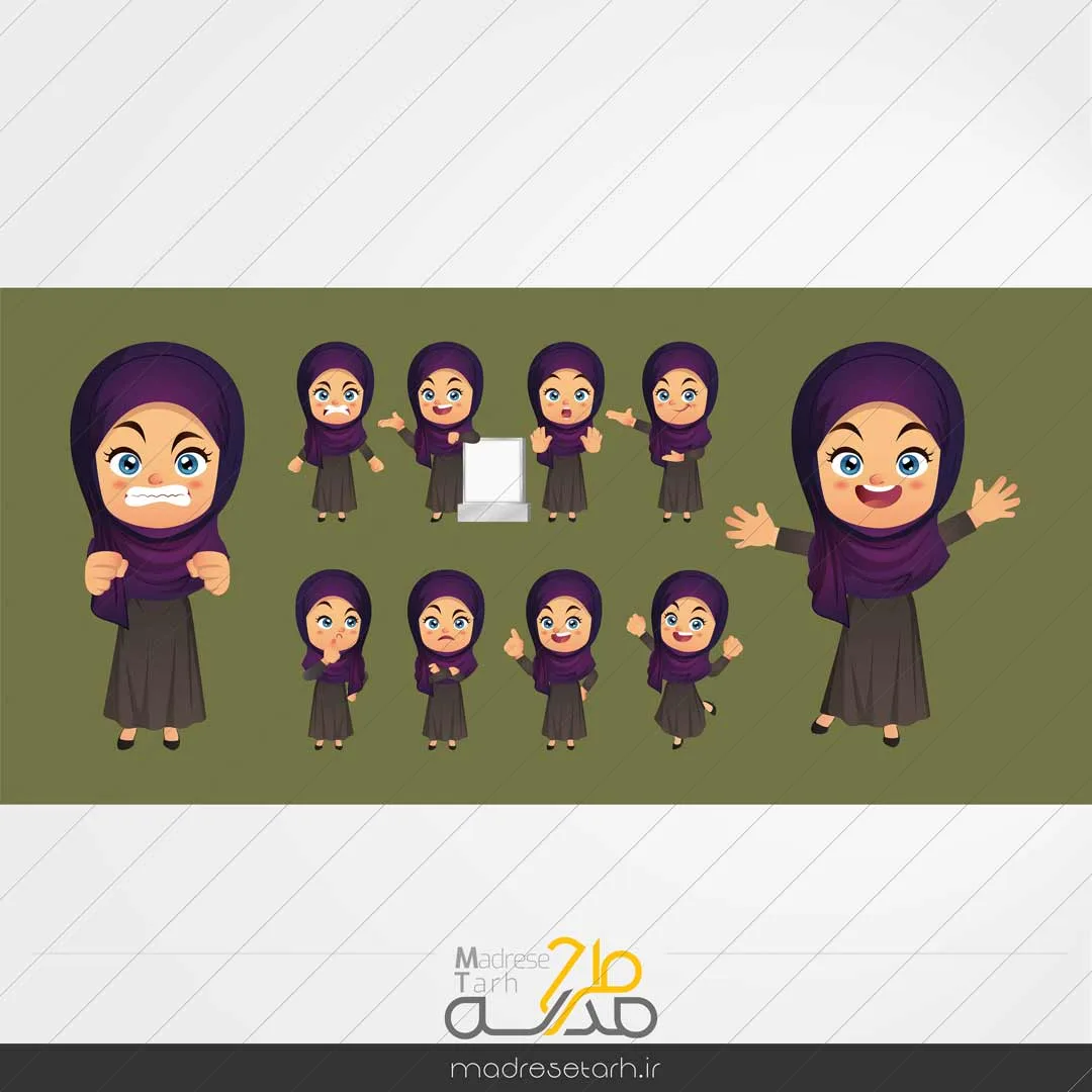 وکتور کارتونی دانش آموز باحجاب
