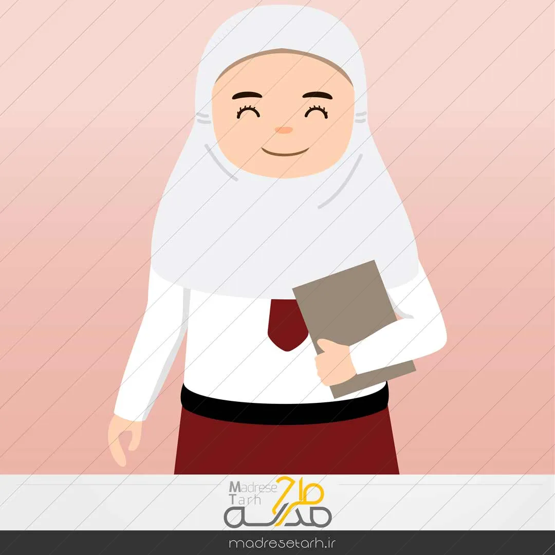 وکتور طرح دانش آموز دختر محجبه