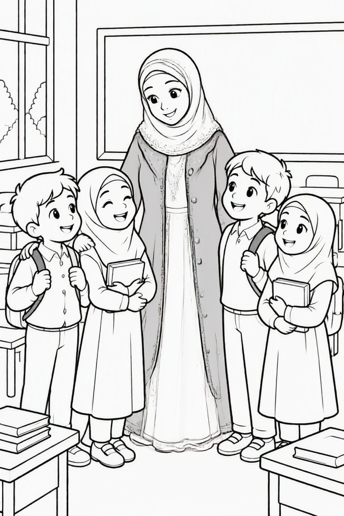 کاربرگ رنگامیزی معلم باحجاب
