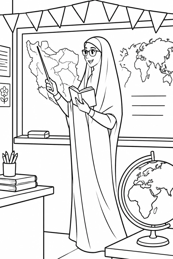 نقاشی معلم در کلاس